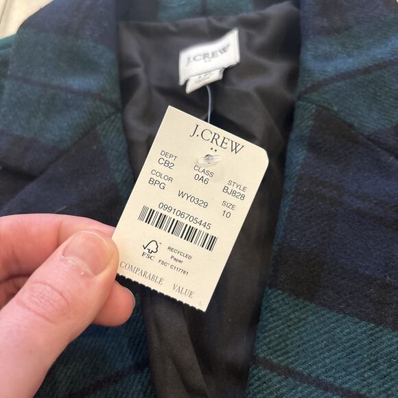 J Crew Schoolboy Blazer Womens Sz 10 Tartan Plaid Gold Buttons Academia NWT - Picture 4 of 12